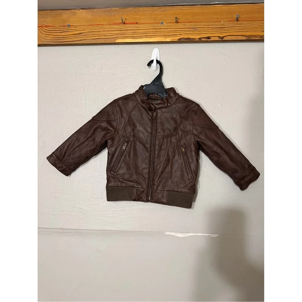 Baby GAP Dark Brown Faux Leather Bomber Jacket BRAND NEW